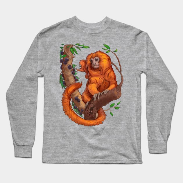 Golden Lion Tamarin Long Sleeve T-Shirt by Cindy Avelino